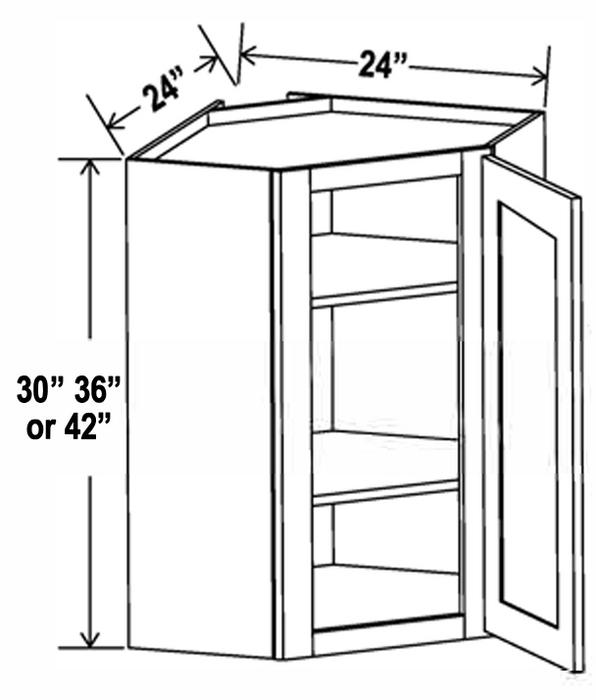 Diagonal Corner Wall , 24" x 30" , Shaker , PVC White